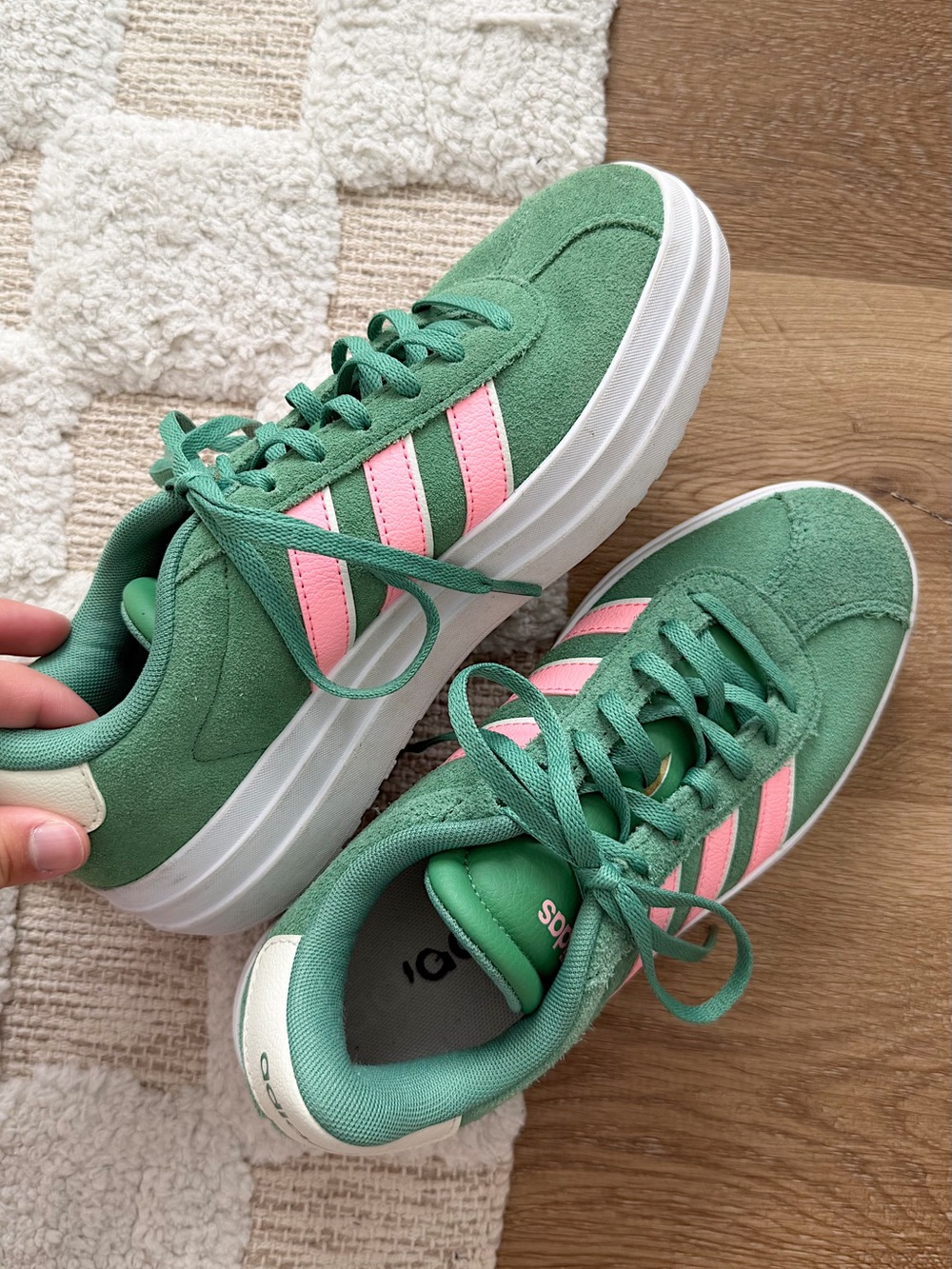 Adidas VL Court Bold Platform Sneaker in Green/Pink Colorway - Picture 7 of 9